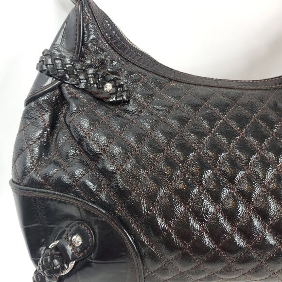 Brighton Black Quilted Leather Braided Trim Large Shoulder Bag - Picture 7 of 16